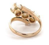 14k Yellow Gold Ring w/ Cultured Pearls and Engraved Flowers Size 6.75 (#J6615)