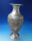 Middle Eastern Persian .84 Silver Vase Hand Chased Engraved Flowers Birds #6296