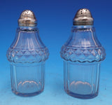 Silverplate and Glass Cruet Set 6pc Stand with Handle and 5 Bottles (#9271)
