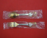 Christmas by A. Michelsen Sterling Silver Fork and Spoon Set 2pc 1938 Vermeil