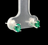 Platinum Oval .67ct TW Genuine Natural Emerald Stud Earrings Jewelry (#J7424)