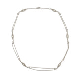 950 Platinum Double Chain Necklace w/ Genuine Diamond Filigree Links 18" #J7394