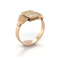 10k and 14k Gold Victorian Poison Ring Hidden Compartment Size 6 (#J6352)