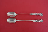 Pattern Unknown by Shiebler Sterling Parfait Spoon Set GW w/mixed leaf 6 1/8"