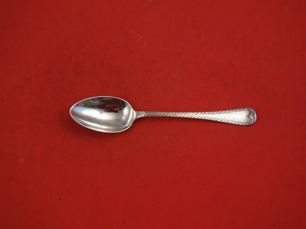 English Victorian Sterling Silver Coffee Spoon w/ Engraved Border by John Round