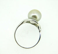 14k White Gold Grey Tahitian Pearl and Diamond Ring (#J5040)