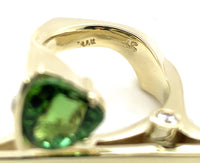 14k Yellow Gold Custom Genuine Natural Peridot Diamond Ring by Harry Roa #J7312