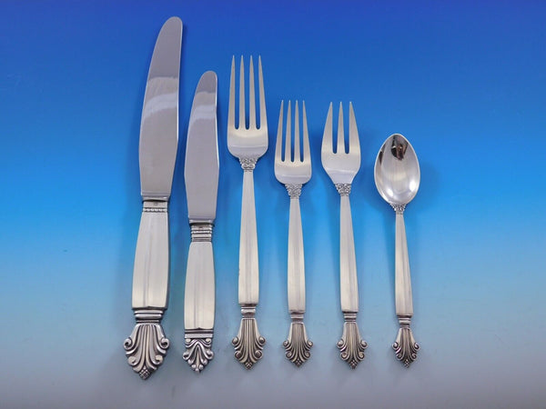 Acanthus by Georg Jensen Sterling Silver Flatware Set 48 Pieces Dinner and Lunch