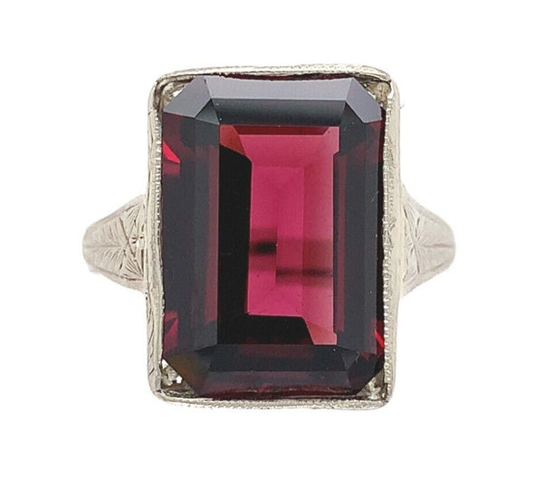 14k Gold Hand Engraved Ring w/8.35 Carat Genuine Natural Rhodolite Garnet #J6556