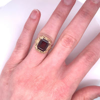 10k Yellow Gold Art Deco 5.48 Carat Genuine Natural Garnet Filigree Ring #J5158