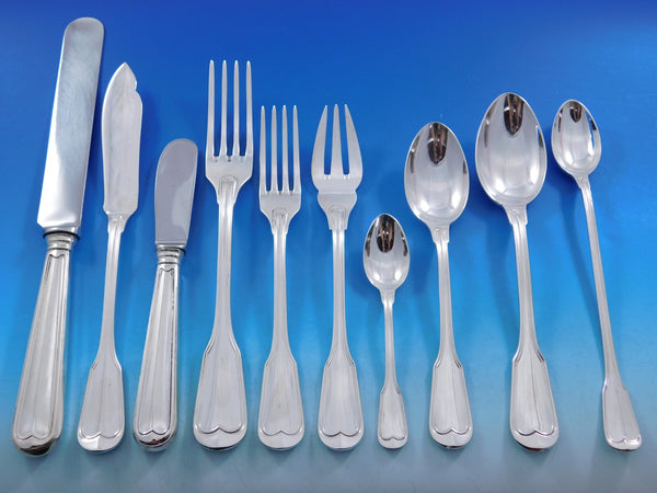 Palladio Fiddle Thread Italy Sterling Silver Flatware Set 140 pcs Dinner Italian