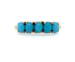10k Yellow Gold Victorian 5-Stone Ring with Turquoise Glass Size 5.5 (#J5908)