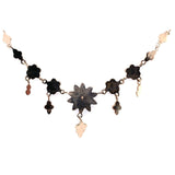 Genuine Natural Bohemian Garnet Necklace Rosettes and Drops (#J5502)