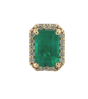 18k Gold 1.16cttw Fine Genuine Natural Emerald and Diamond Stud Earrings #J6996