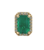 18k Gold 1.16cttw Fine Genuine Natural Emerald and Diamond Stud Earrings #J6996