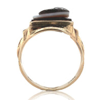 10k Yellow Gold Men's Ring with Stone Double Warrior Cameo Size 9.25 (#J6634)