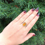 14k White Gold 4.97 Carat Genuine Natural Citrine Filigree Ring Size 9 (#J6367)