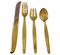 Contour by Towle Sterling Silver Flatware Service 12 Set Vermeil Gold 48 Pieces