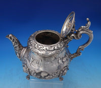 English Victorian Sterling Silver Tea Pot 3-D Finial Figural Japanesque (#6465)