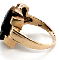 10k Yellow Gold Genuine Natural Tiger's Eye Quartz Cameo Men's Ring (#J5890)