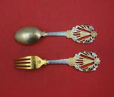 Christmas by A. Michelsen Sterling Silver Fork and Spoon Set 2pc 1922 Holly