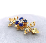 10k Victorian Mine Cut Genuine Natural Diamond Flower Pin (#J5514)