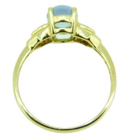 14k Yellow Gold Oval Genuine Natural Chalcedony Ring with Diamonds (#J2644)