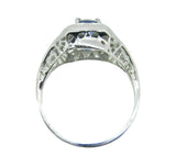 18k White Gold Filigree .53ct Blue Genuine Natural Sapphire Ring (#J4524)