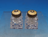 Norwegian Sterling Silver Glass Salt Pepper Shaker Set Yellow Enamel (7437)
