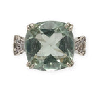 14k White Gold Genuine Natural Prasiolite Green Amethyst Ring Size 7.25 (#J7087)