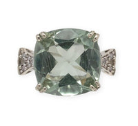 14k White Gold Genuine Natural Prasiolite Green Amethyst Ring Size 7.25 (#J7087)