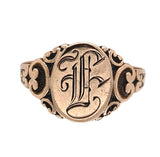 Victorian 9k Gold Signet Ring with "F" Monogram Size 6.75 Jewelry (#J7276)