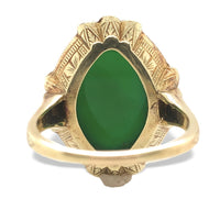 14k Gold Green Genuine Natural Onyx Ring with Applied Rose Gold Flowers (#J7239)