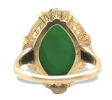 14k Gold Green Genuine Natural Onyx Ring with Applied Rose Gold Flowers (#J7239)