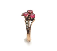 10k Yellow Gold Victorian Synthetic Lab-Created Ruby/Paste Clover Ring (#J6291)