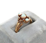 10k Rose Gold Victorian Genuine Natural Opal and Diamond Ring Size 6 (#J6289)