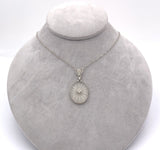 14k Gold Filigree Genuine Natural Rock Crystal Quartz Diamond Pendant (#J6589)