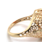 10k Yellow Gold 7.36 Carat Genuine Natural Coral Filigree Ring Size 6 (#J7369)