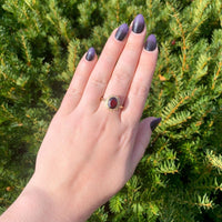 10k Yellow and Rose Gold Red Synthetic Lab-Created Spinel Ring 10.25 (#J7086)
