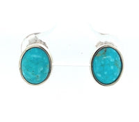 14k White Gold 2.74ct TW Genuine Natural Kingman Turquoise Stud Earrings #J6108