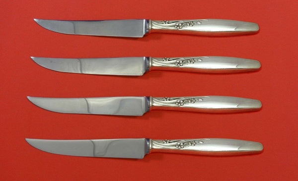 Summer Song by Lunt Sterling Silver Steak Knife Set 4pc HHWS Custom Made 8 1/2"