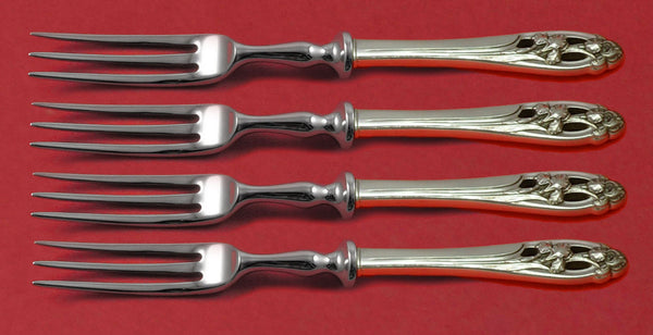 Silver Iris by International Sterling Silver Fruit Fork Set 4-piece Custom 6"