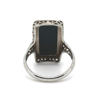 14k Gold Art Deco Filigree Genuine Natural Bloodstone Ring with Scallop (#J5786)