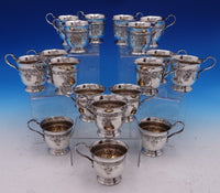 Meadow Rose by Wallace Sterling Silver Punch Bowl Set 19pc (#8078) Fabulous!