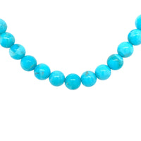 6mm Strand of Kingman Genuine Turquoise Beads Necklace w/ 14k Clasp 25" (#J6757)