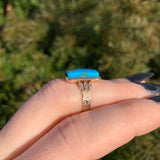 10k Rose Gold Victorian Kingman Genuine Natural Turquoise Ring Size 6.5 (#J6564)
