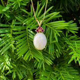 14k Gold Oval 13.89 Carat Australian Genuine Natural Opal Pendant Rubies #J6715