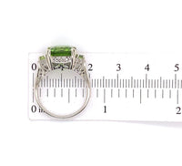 10k White Gold 4.58ct Asscher Cut Genuine Natural Peridot Ring Jewelry (#J5773)