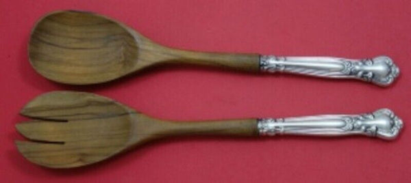 Chantilly by Gorham Sterling Silver Salad Serving Set 2pc w/ Wood Fork Wide 11"