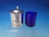 Lebolt Sterling Silver Mustard Pot Hammered Blue Glass Liner #496 (#6505)